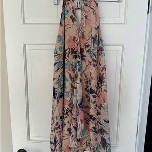 BCBGMaxAzria Floral Maxi Skirt in Cream and Teal
